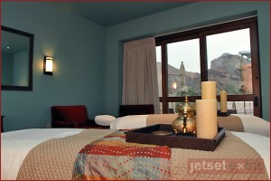 The view of Camelback Mountain from the Couples Massage room in Joya Spa at Montelucia Resort The view of Camelback Mountain from the Couples Massage room in Joya Spa at Montelucia Resort