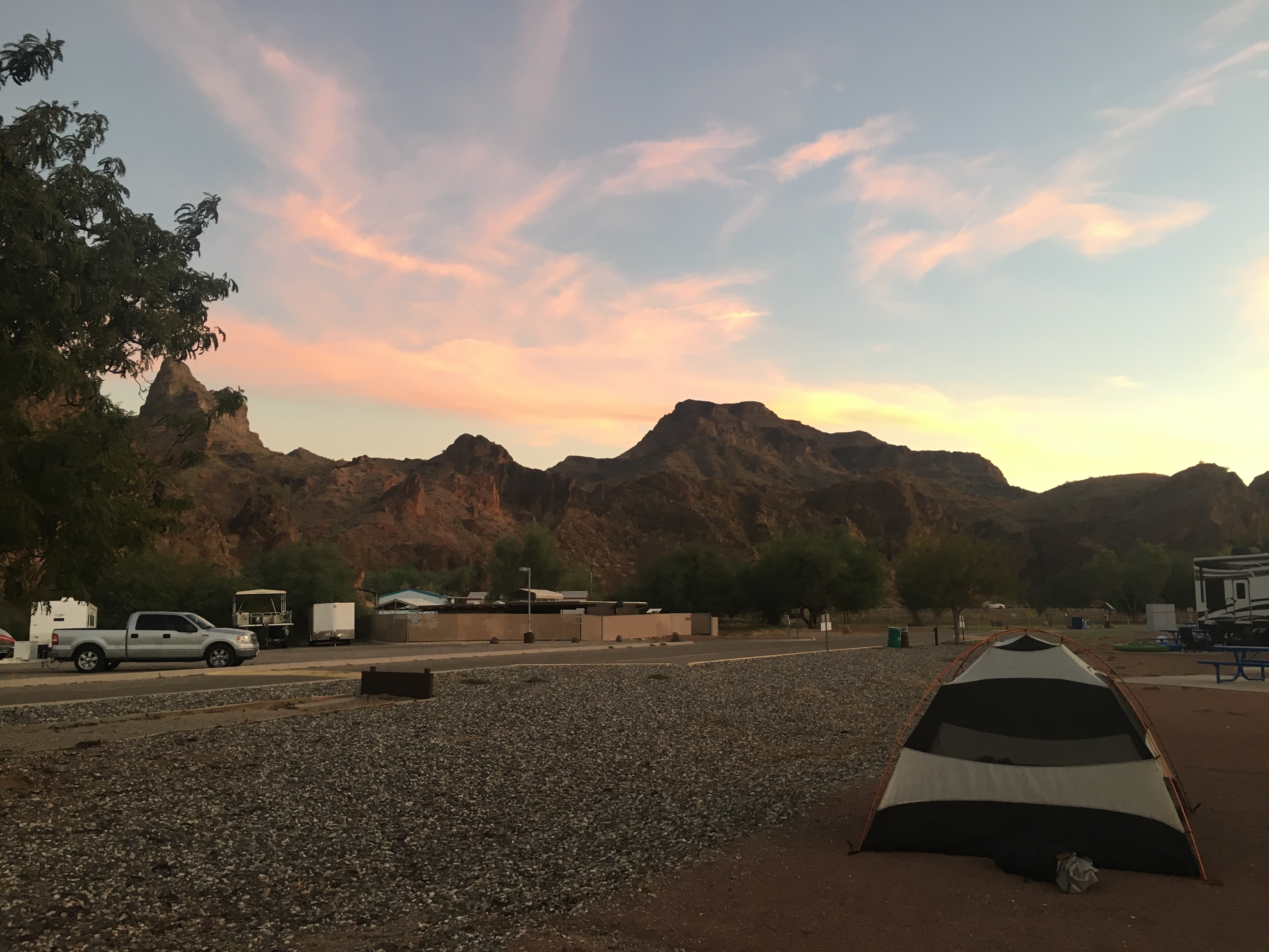 Sunset on the campsite in Arizona